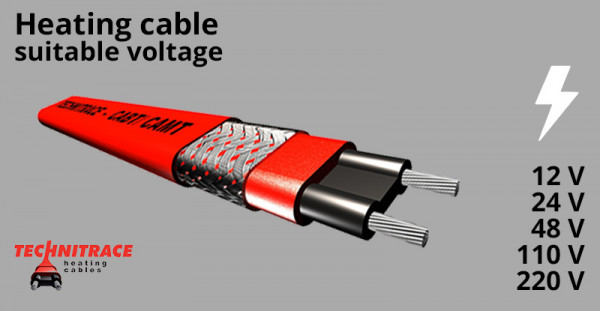 Heating cable 12 V – 24 V – 48 V – 110 V – 220 V – TECHNITRACE