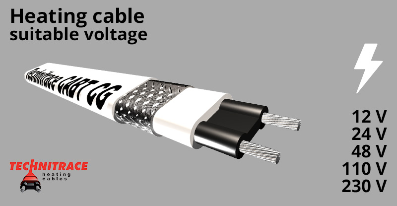 Heating cable 12 V – 24 V – 48 V – 110 V – 230 V – TECHNITRACE